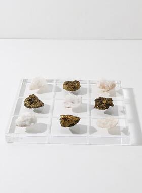 现代简约亚克力玛瑙石棋子棋盘客厅摆件样板房茶几创意软装饰品