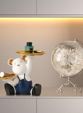 暴力熊摆件高级感网红酒柜套装现代轻奢客厅玄关电视背景墙装饰品