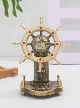 金属领航舵摆件家居工艺品办公室桌面航海舵手船舵装饰品开业礼品