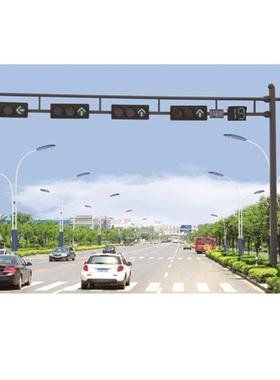 市政道路人行道红绿灯道路交通满屏信号灯十字路口L型道路信号灯