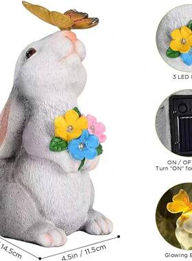 日本进口户外防水兔子造型灯创意雕塑树脂摆件灯庭院景观太阳能花