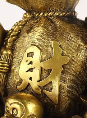 厂家黄铜五肖猴器财生猴钱袋242聚铜摆件