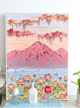 肌理画diy材料立体石英砂丙烯数字油画粉色沙滩手工画画彩画