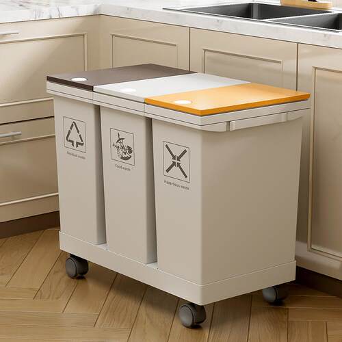 麦宝隆网红垃圾箱家用带盖厨房卫生间脚踏踩带轮卫生桶分类垃圾桶 - 图2