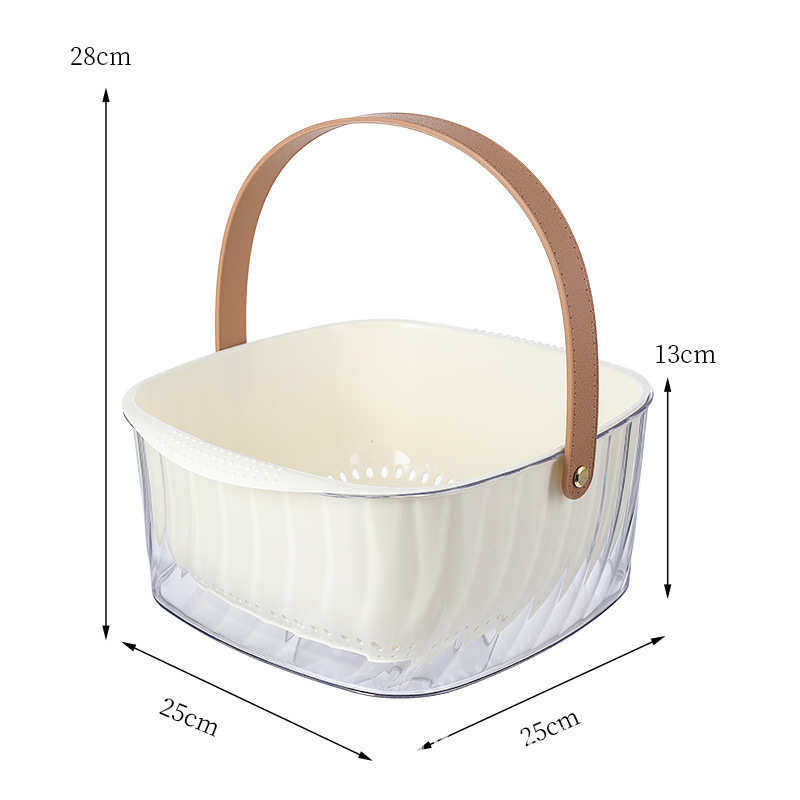 提手款轻奢双层家用厨房洗菜盆沥水篮菜篮子洗菜篮茶几客厅水果盘,淘宝优惠券,粉丝福利购,淘宝优惠卷