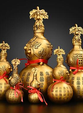 铜葫芦摆禄件纯铜百福葫芦开盖装葫芦客厅酒柜公办室饰tb-67043大