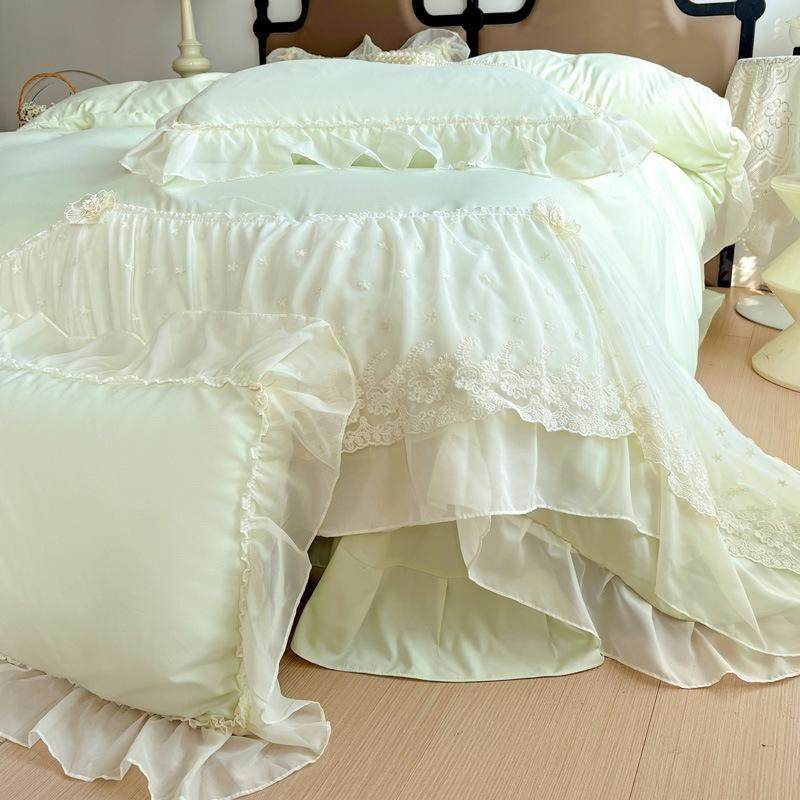 轻法式纱裙糯小棉爱丽莎雪纺花边四件套少女感床品舒适透气套件,淘宝优惠券,粉丝福利购,淘宝优惠卷