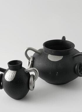 极简优雅的现代艺术陶瓷花瓶装饰饰品酒店样板房储物架花卉饰品