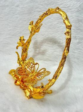 水晶球工艺古底品座托蛋球雕托金属蝴蝶WTL花篮复做旧手工圆盘