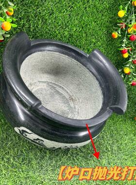 石雕香炉石头香炉寺庙香炉青石圆形带耳朵家用香炉香炉厂家直销