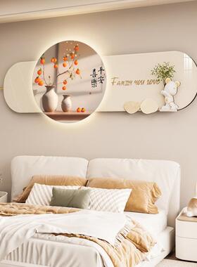 奶油风主卧室床头装饰画LED氛围灯画高等级房间背景挂画2025新款