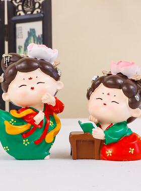 创意古风唐小环仕女摆件国潮少女风桌面小摆件家居装饰工艺品