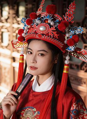 戏曲盔帽舞台影视冠帽子杨四郎女驸马点绸黑乌纱帽驸马套状元帽
