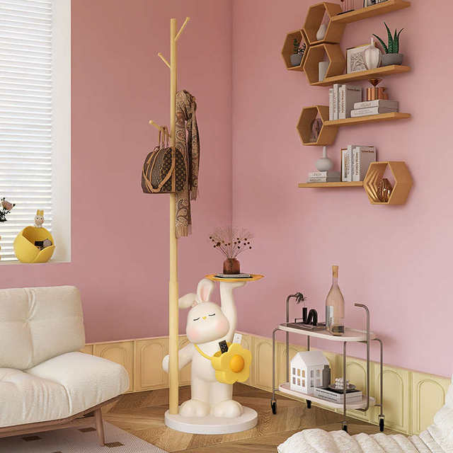 Cream windbreaker rack simple practical household clothes drying rack single-rod storage clothes hanger floor-standing ornaments