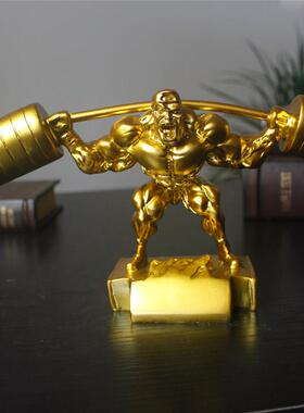 创意欧式人物摆件健身运动举重哑铃肌肉男客厅桌面家居雕塑工艺品