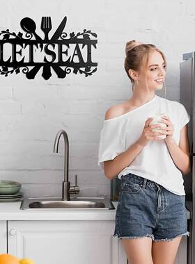 厨房金属标牌，厨房标牌墙壁仿古金属厨房装饰14×8.8英寸