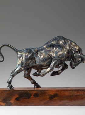 铜金岁月开荒牛黄铜摆件办公室老板桌前台铜牛装饰摆件工艺品铜器