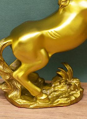 宏达 全黄铜一马当先办公室玄关立马成功生肖铜马礼品摆件