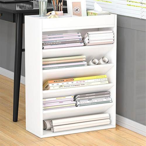 可移动书架书桌旁桌面侧边书柜图书学习用品放置架书桌收纳置物架 - 图0