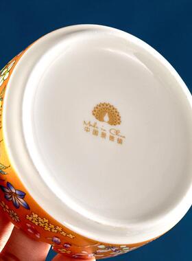描金珐瑯彩骨瓷烟灰缸家用客厅办公室高档宫廷风陶瓷烟灰缸景德镇