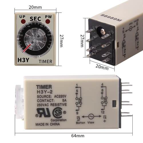 银触点H3Y-2 -4小型时间继电器AC220V通电延时可调控制器DC24V12V - 图1