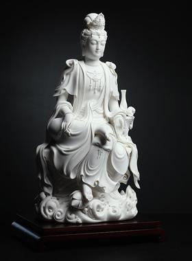 高档戴堂陶玉瓷件摆坐岩及观音造像建平德化白瓷观音佛供像奉