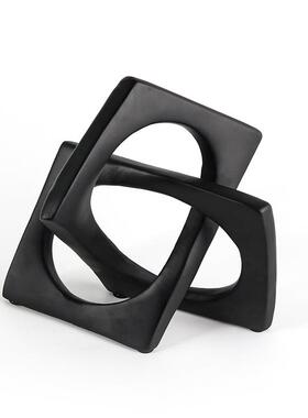 日本进口现代简约摆件几何不规则方形缠绕环扣创意样板房售楼处酒