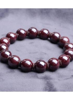 依昌天然原矿朱砂大颗粒手链12MM铁红色光滑饱满分量足复古男女款