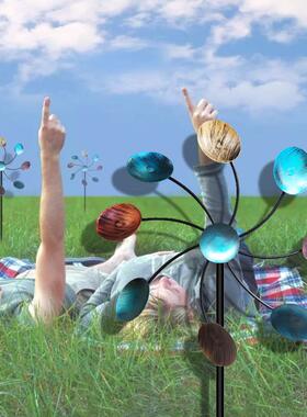 田园铁艺多色t'y花园插件旋转风车园艺庭院别墅装饰户外风车插件