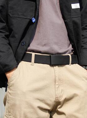 正品帆布腰闲带男士黑色皮带男牛款年轻仔裤工装休裤带小众腰带军