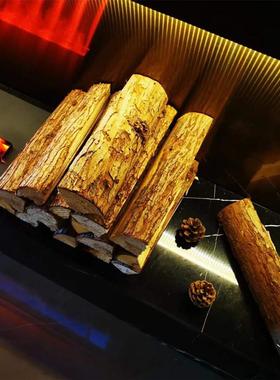 壁炉装饰木柴木头背景墙客厅饭店民宿木材户外篝火野炊灶取暖原木