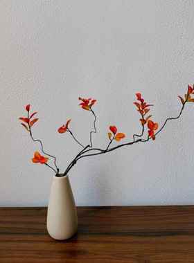 小众高级感陶瓷花瓶侘寂风彷真花树叶家居客厅电视柜花器装饰摆饰