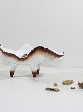 现代侘FTP焦糖色白色盘收风纳盘创意托盘民宿酒果店样板房寂装饰