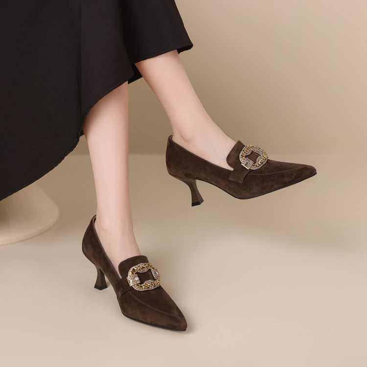 2025气质春秋新款尖头方扣水钻深口高跟单鞋女细跟不累脚女鞋,淘宝优惠券,粉丝福利购,淘宝优惠卷