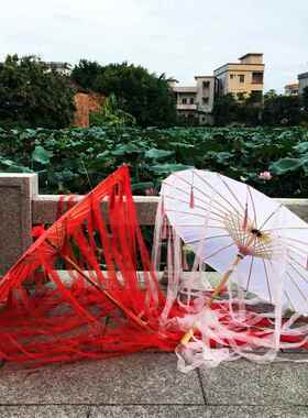 古风汉服流苏古装女花城cos红色伞油纸伞拍照酒吧气氛道具舞蹈伞