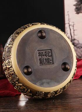 新款中式高档烟黄铜雕兔子灰缸客厅酒店浮轻奢厚百福F3烟缸铜加摆