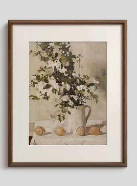 法式小众覆古艺术客厅装饰画餐厅玄关柜素描静物挂画轻奢花卉壁画