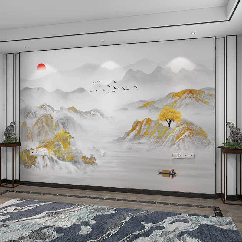 中式山水大气意境墙布电视背景墙壁纸2025年新款客厅沙发定制壁画,淘宝优惠券,粉丝福利购,淘宝优惠卷
