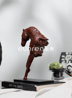 中式创意半身马书新IGB房桌面摆样板房楼售部卧室书房玄关动物件