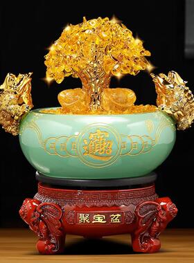 摇钱树聚宝盆摆件中式家居摆设乔迁礼物开业礼品装饰树脂工艺品