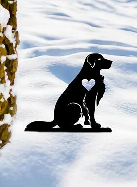 铁艺铁制工艺品聪明狗花园桩铁艺剪影金属庭院标牌庭院艺术