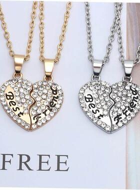 rendy Simple Heart Necklace Sisters Pendant 2/3 Pcs BFF Lett