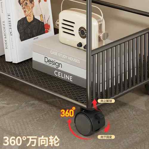 桌下置物架书桌旁小书架可移动书包书本收纳落地办公桌边书柜带轮 - 图2