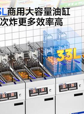 驰能全自动升降电炸炉商用双缸大容量炸鸡炸串薯条油条油炸机