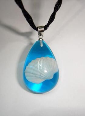 艾薇天然海螺琥珀项链不掉色地摊热销贝壳吊坠饰品水晶链条镀金