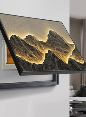 新中式光影画电表箱装饰画免打孔山水挂画电闸开关总电源遮挡壁画