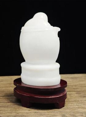 高档天阿居富汗白玉弥勒佛摆件客厅书房公室家乔迁开业然礼办品礼