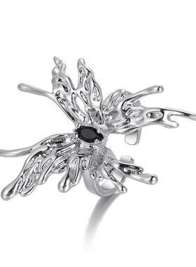 Butterfly open ring lady食指戒小众高级感液态蝴蝶开口戒指女