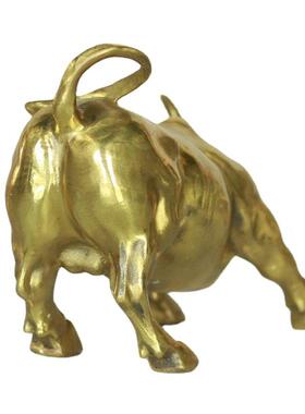 铜华尔街牛摆件 十二生肖铜牛办公室商务工艺礼品摆饰大号