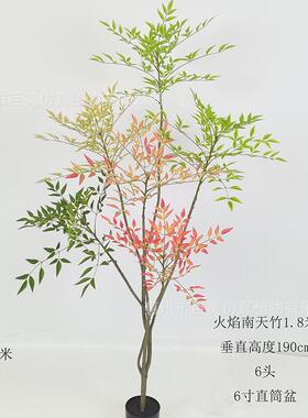 仿真绿植南天竹新款南天竹盆栽装饰造景仿生绿植客厅落地盆景